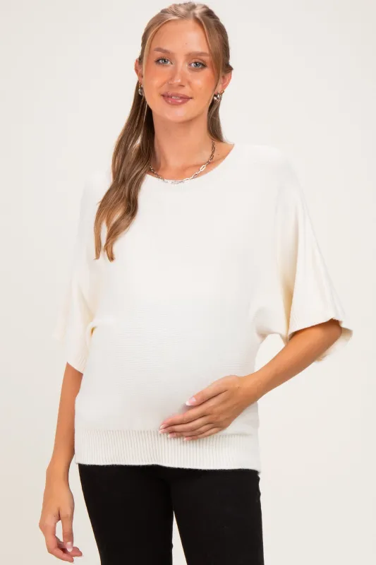 Ivory Oversized Maternity Short Sleeve Sweater Top made by Staccato