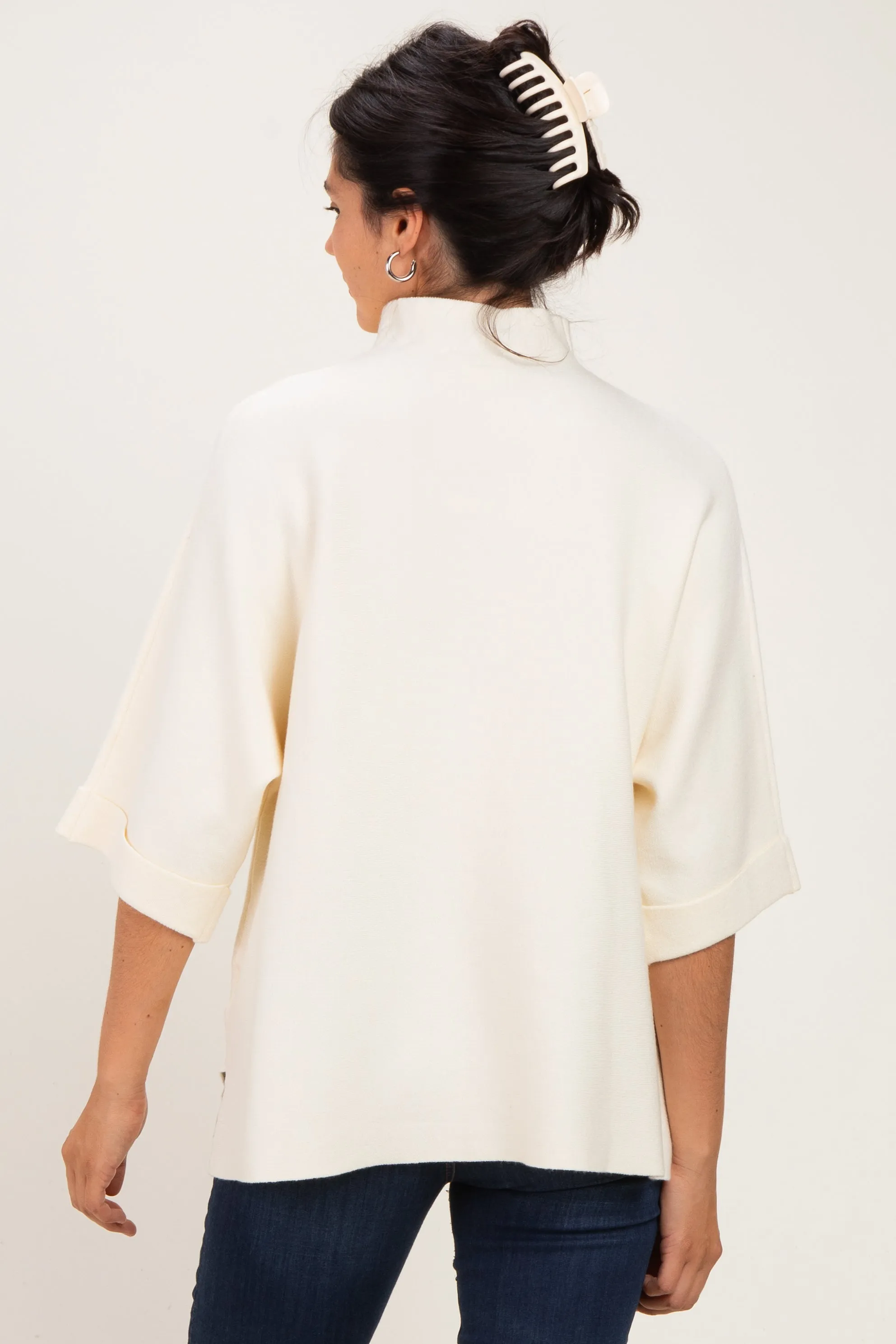 Cream Mock Neck Dolman Short Sleeve Top sold by Pinkblush product image thumbnail 4