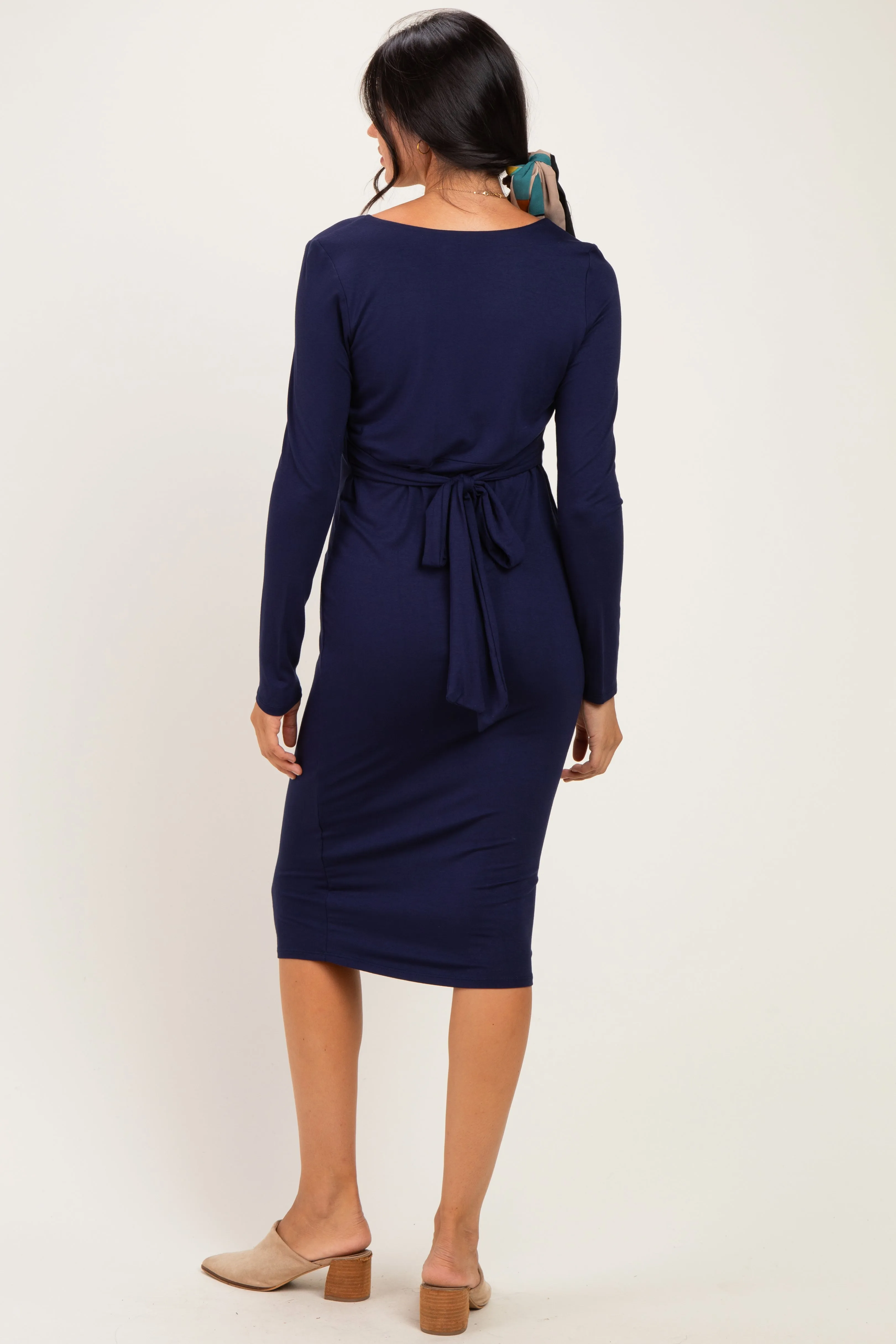Navy Basic Square Neck Midi Dress sold by Pinkblush product image thumbnail 3
