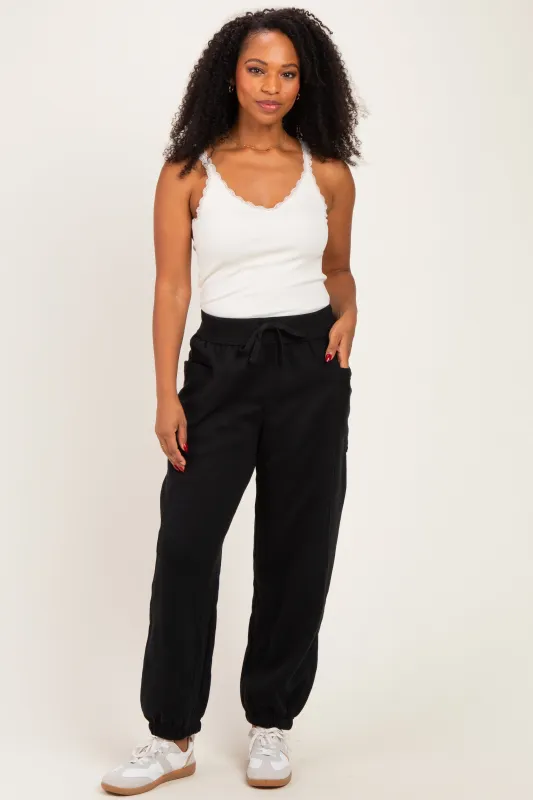Black Terry Drawstring Joggers made by Rae Mode