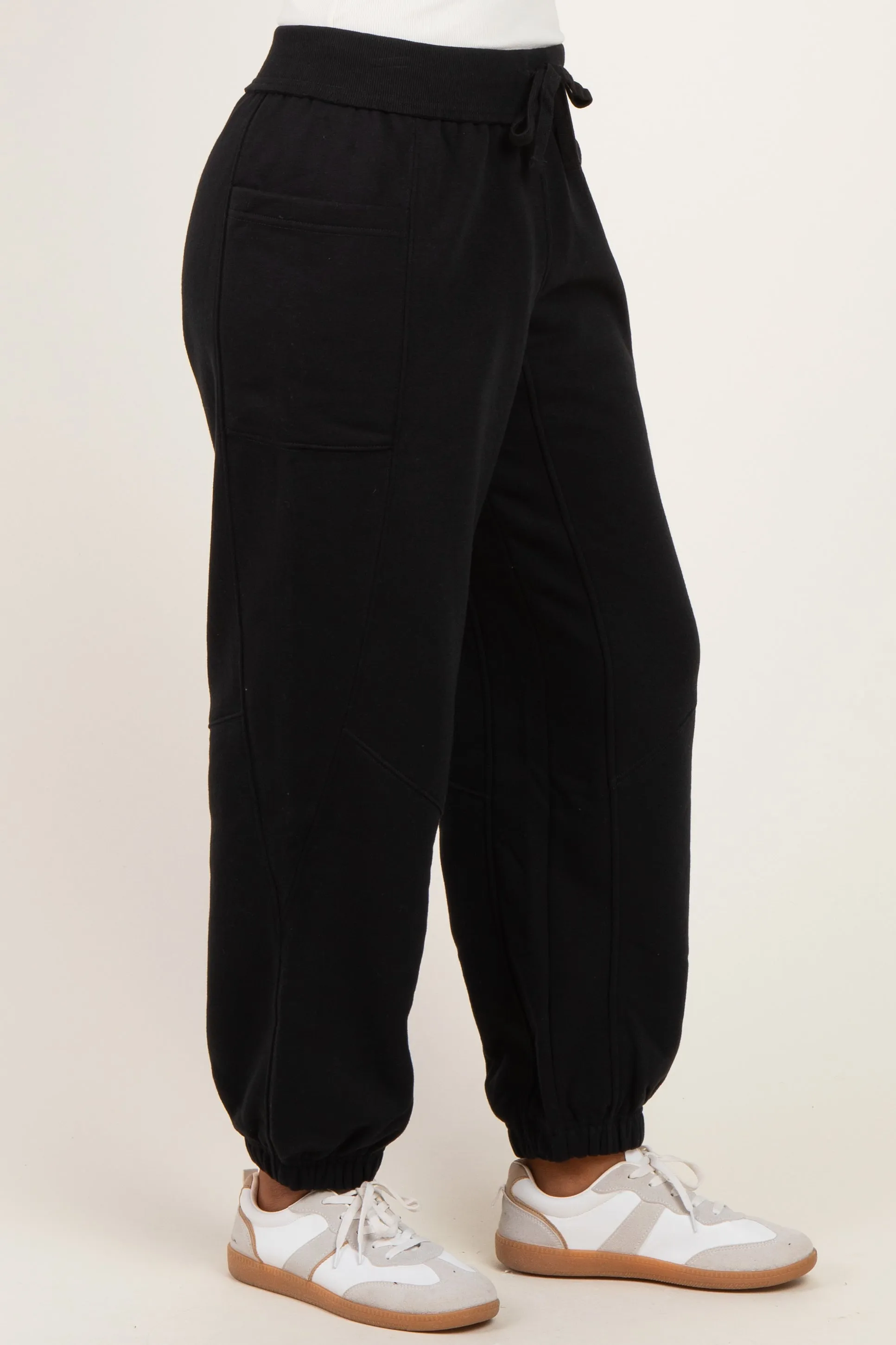 Black Terry Drawstring Joggers sold by Pinkblush product image thumbnail 3