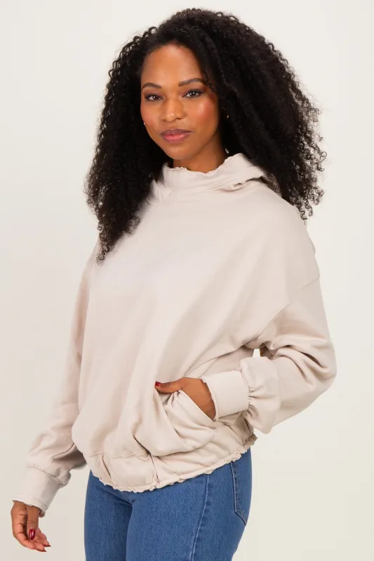 Oatmeal  Oversized Fleece Terry Hoodie made by Pinkblush