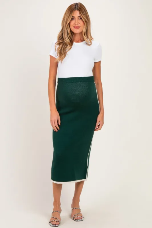 Forest Green Side Stripe Sweater Maternity Midi Skirt made by In February