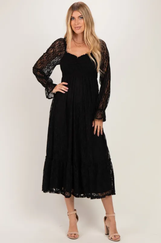 Black Sweetheart Lace Long Sleeve Maxi Dress made by Pinkblush