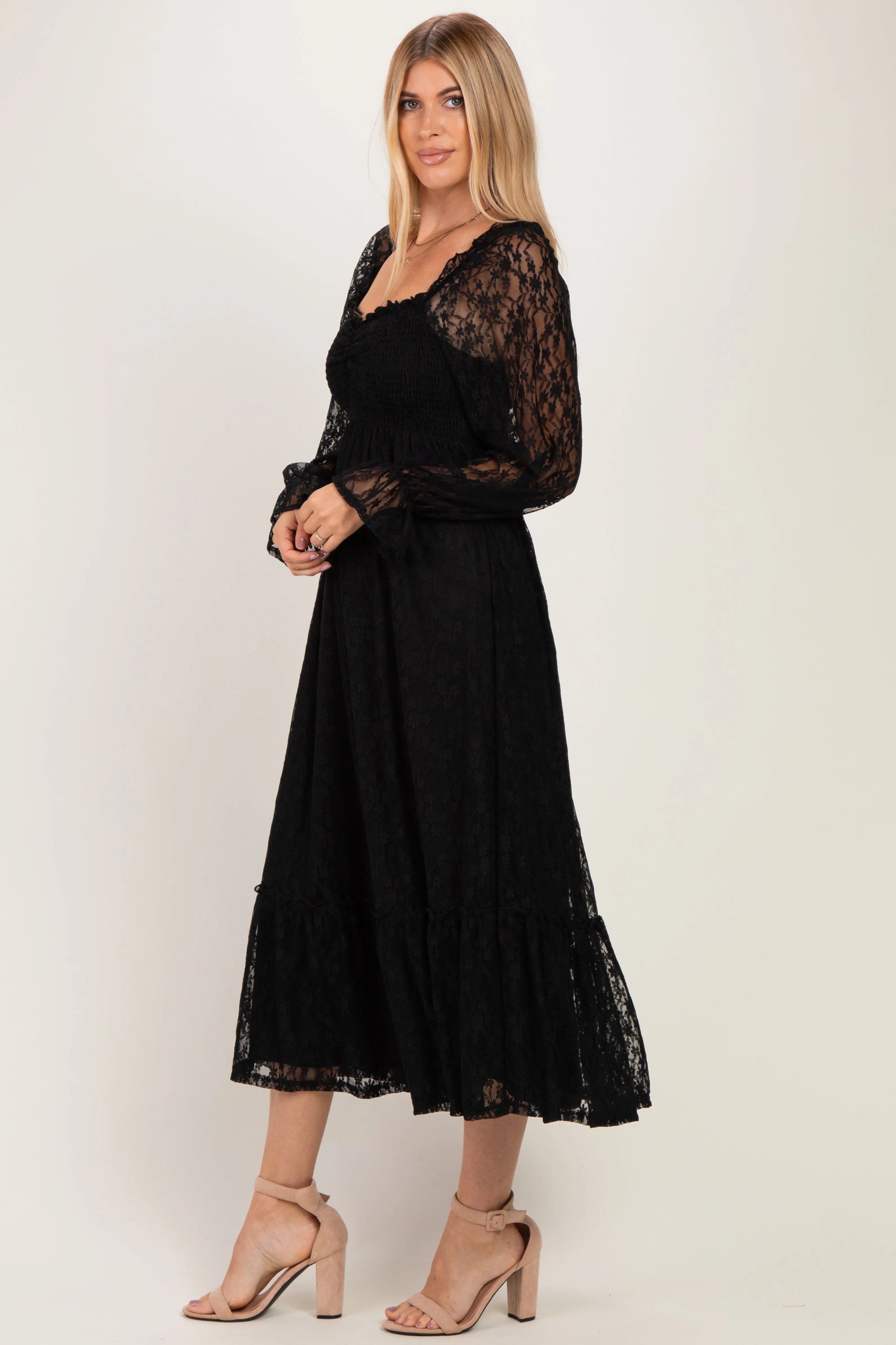 Black Sweetheart Lace Long Sleeve Maxi Dress sold by Pinkblush product image thumbnail 2