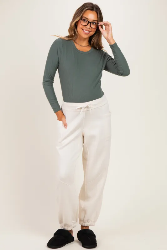 Bone Terry Drawstring Maternity Joggers made by Rae Mode