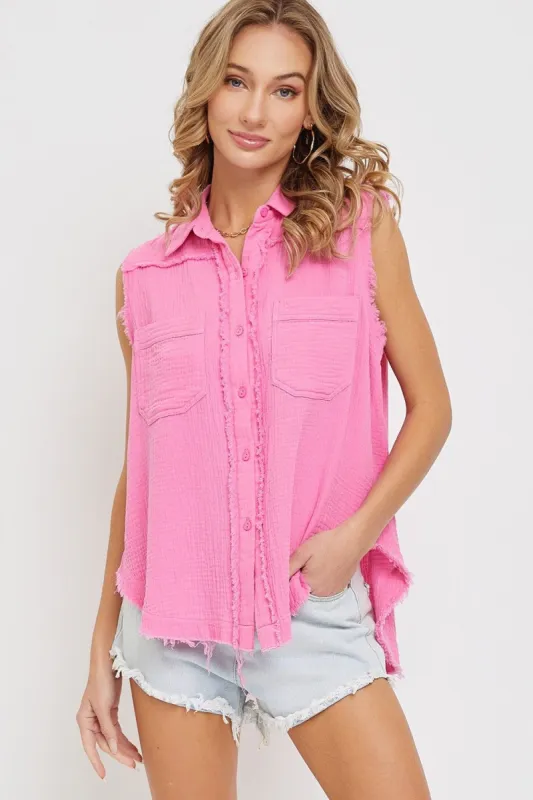 Pink Washed Cotton Gauze Shirt sold by Pinkblush