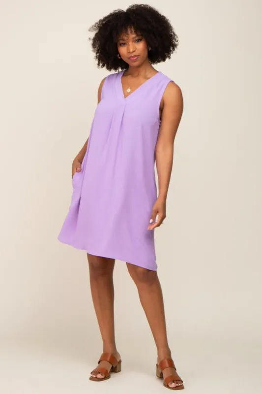 Lavender Sleeveless Pocketed Dress sold by Pinkblush