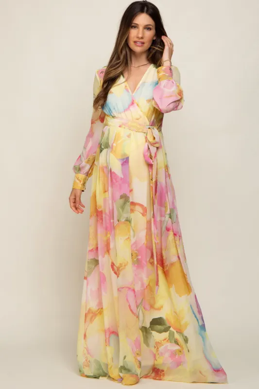 Pink Floral Chiffon Maternity Maxi Dress sold by Pinkblush