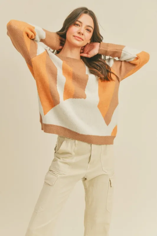 Camel Multi Oversized Pullover Sweater sold by Pinkblush