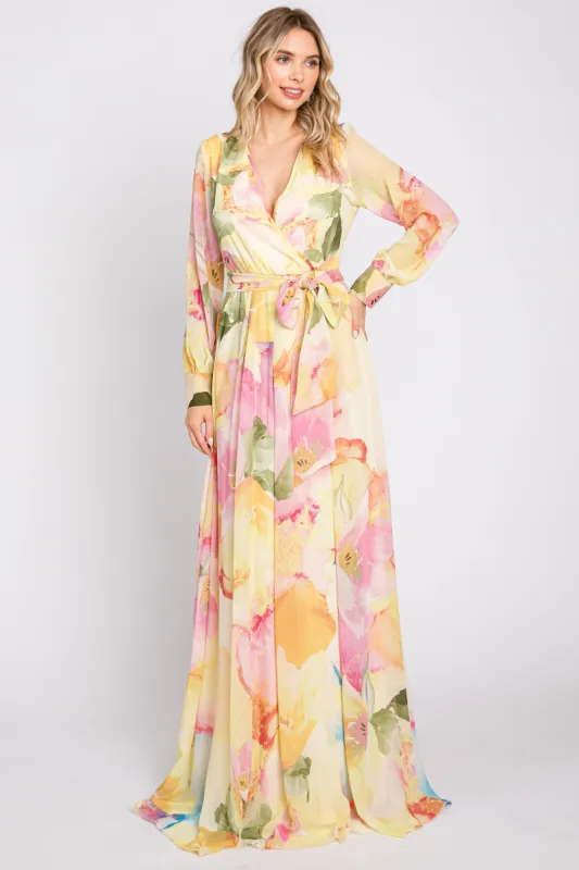 Pink Floral Chiffon Maxi Dress sold by Pinkblush