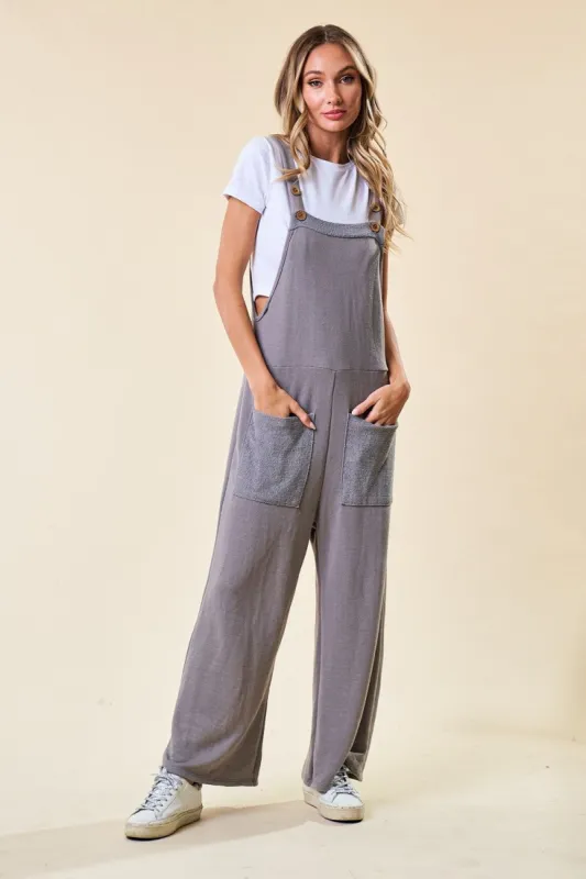 Grey French Terry Jumpsuit sold by Pinkblush