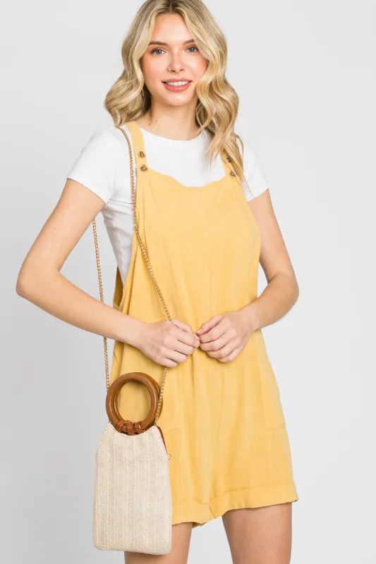 Yellow Linen Overall Romper made by Pinkblush