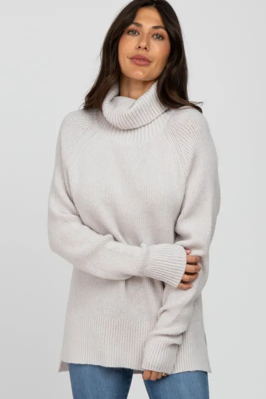 Grey Knit Turtleneck Sweater sold by Pinkblush