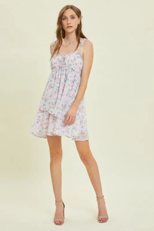 Lilac Romantic Chiffon Floral Cami Mini Dress sold by Pinkblush