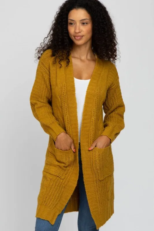 Yellow Mixed Knit Chunky Cardigan sold by Pinkblush