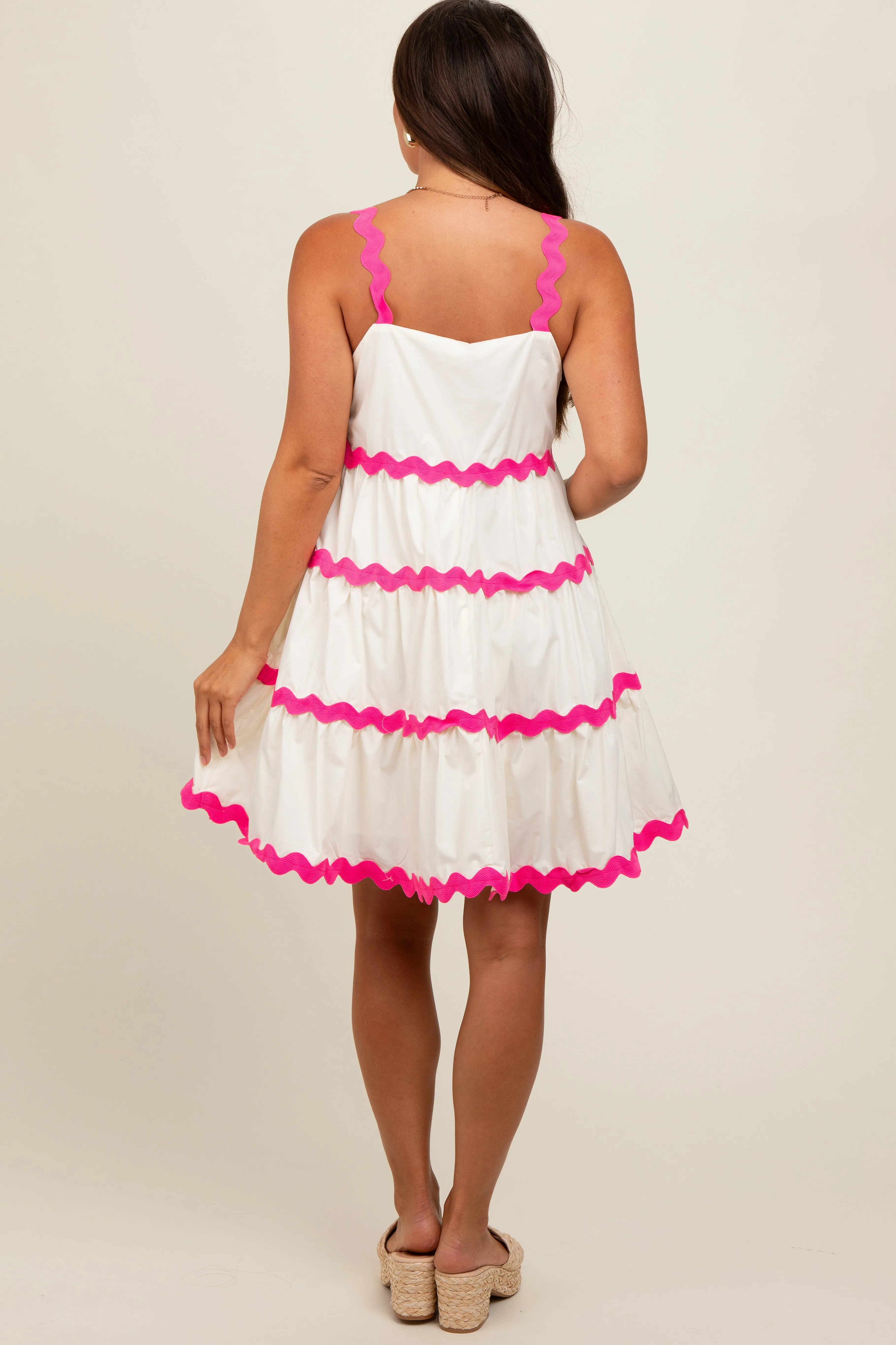 Ivory Contrast Trim Tiered Maternity Dress sold by Pinkblush product image thumbnail 2