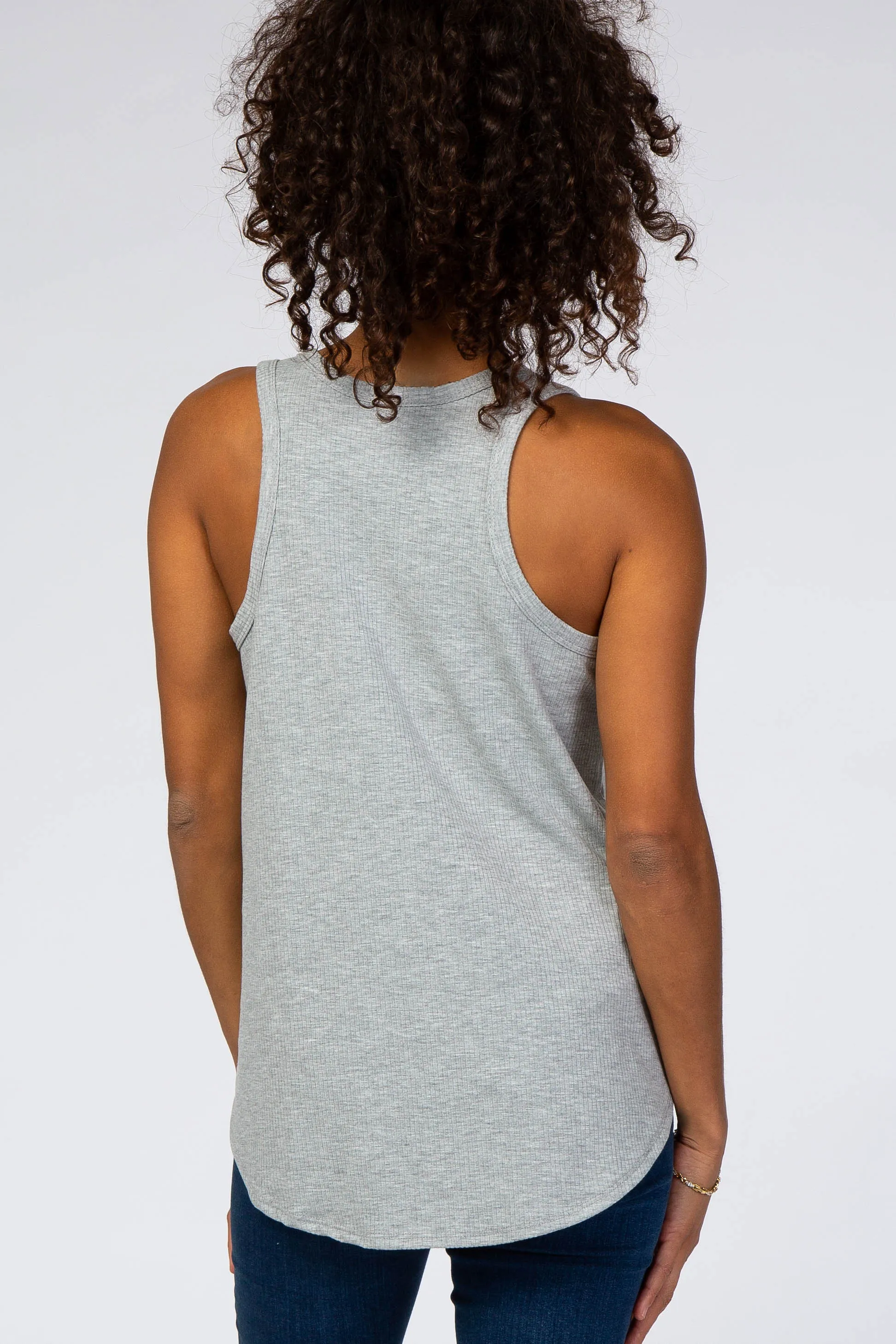 Heather Grey Ribbed Sleeveless Top sold by Pinkblush product image thumbnail 3