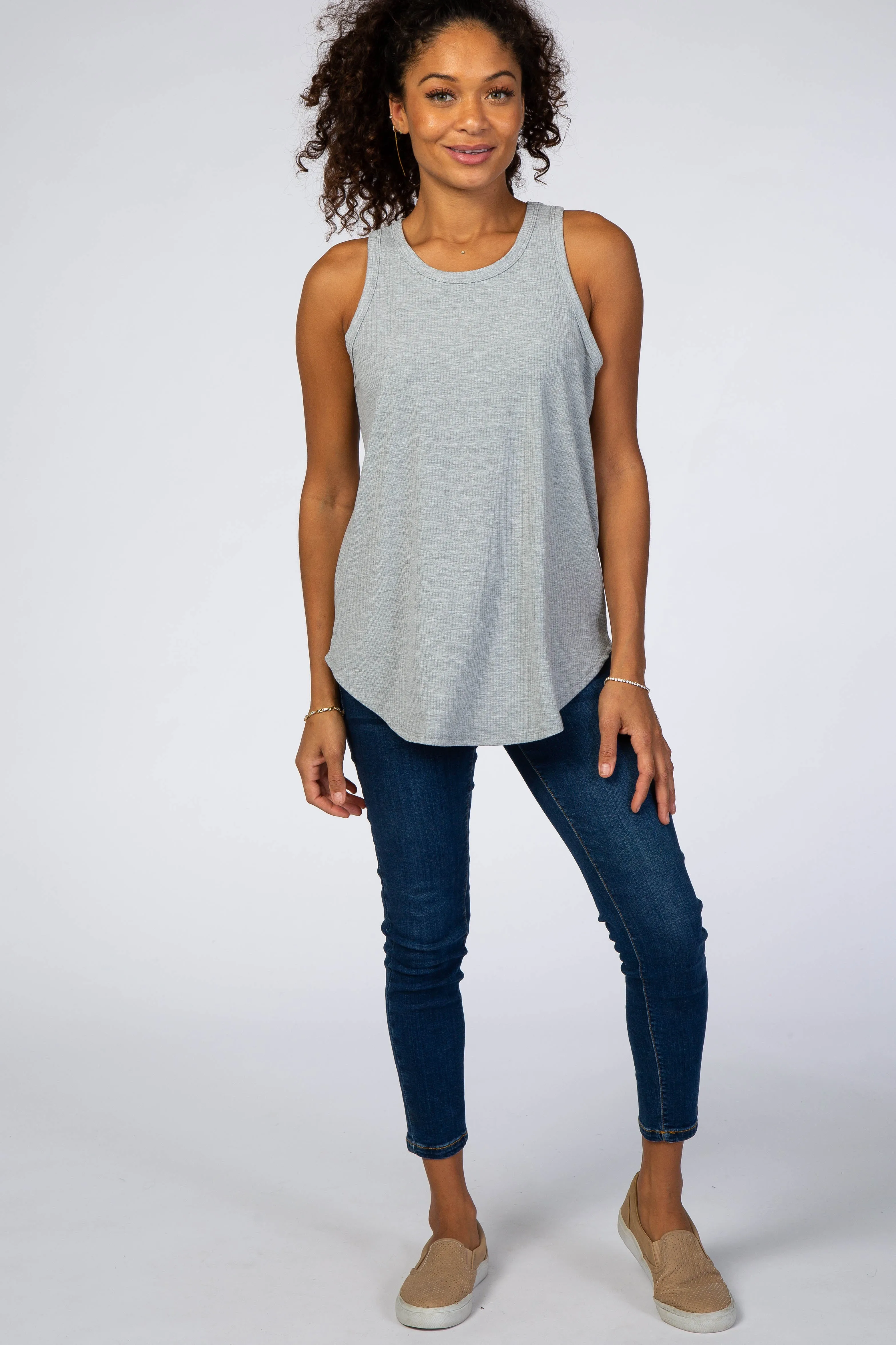 Heather Grey Ribbed Sleeveless Top sold by Pinkblush product image thumbnail 4