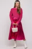 Pink Metallic Pleated Maternity Midi Skirt sold by Pinkblush