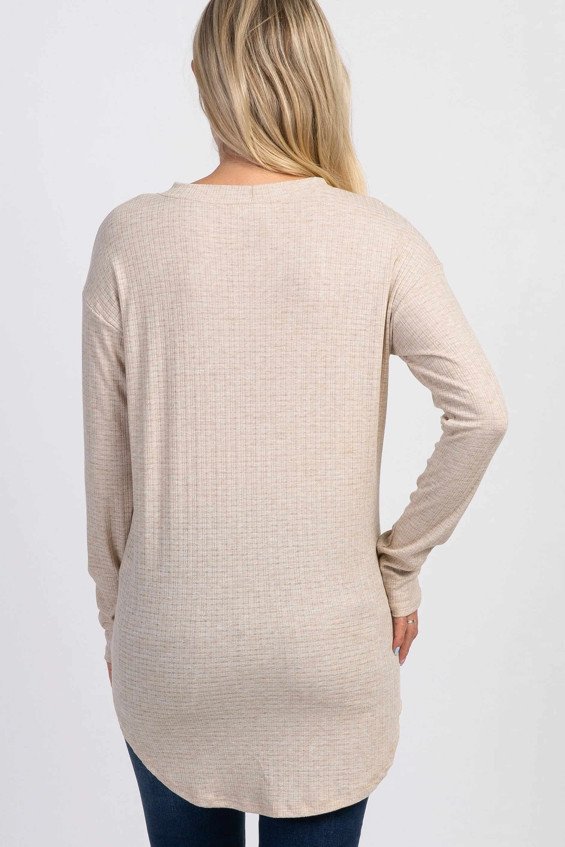 Beige Long Sleeve Ribbed Maternity Top sold by Pinkblush product image thumbnail 4
