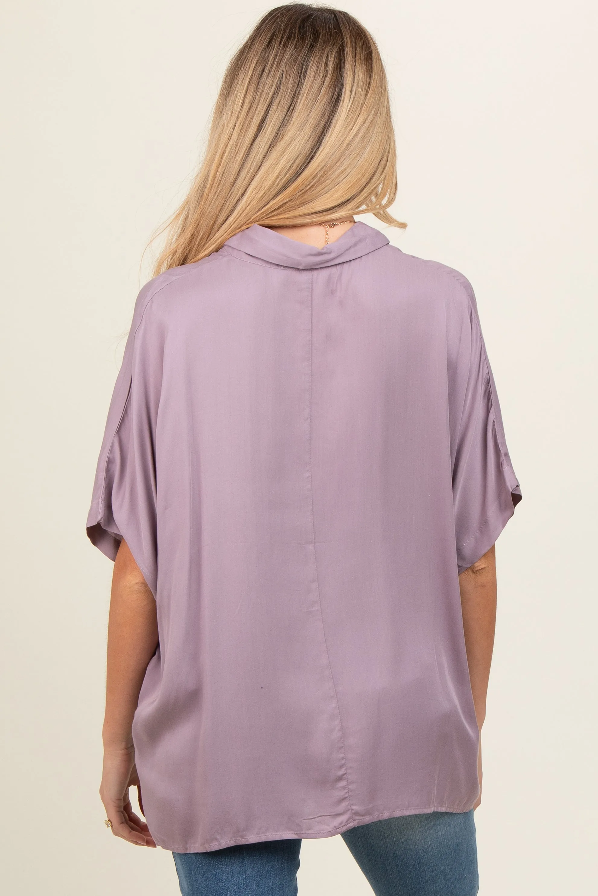 Lavender Dolman Sleeve Button Down Maternity Blouse sold by Pinkblush product image thumbnail 4