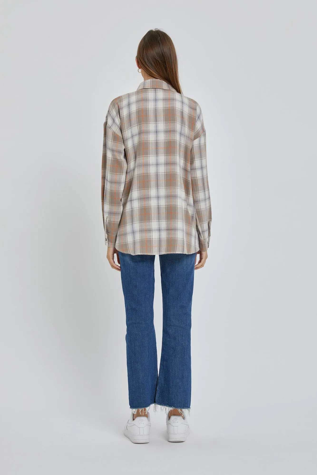 Taupe Flannel Plaid Button Up Top sold by Pinkblush product image thumbnail 5