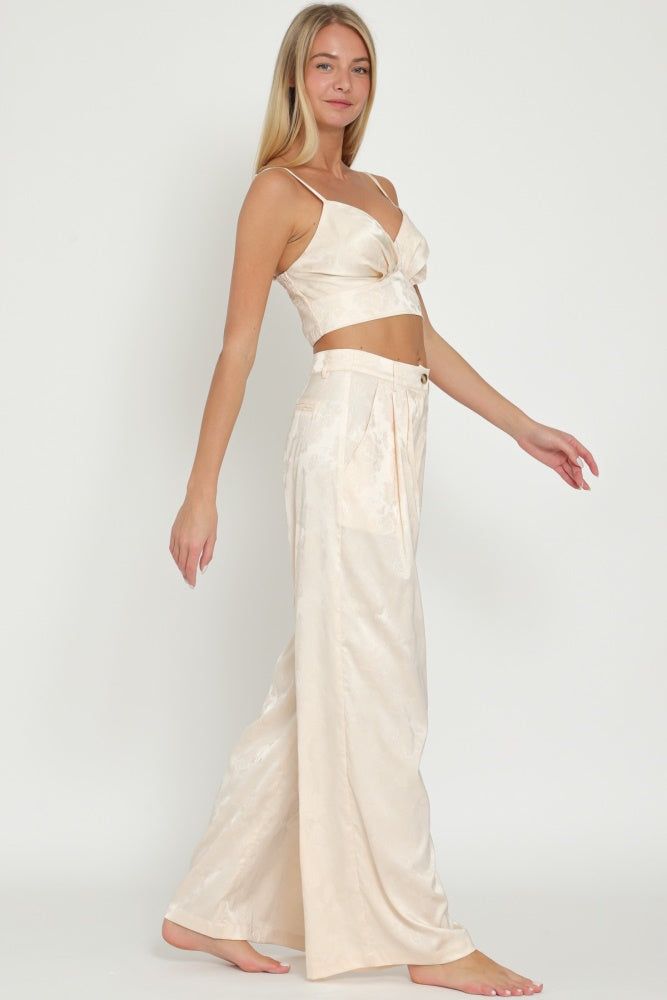 Ivory Bra Top And High Waisted Long Pant Set sold by Pinkblush product image thumbnail 3