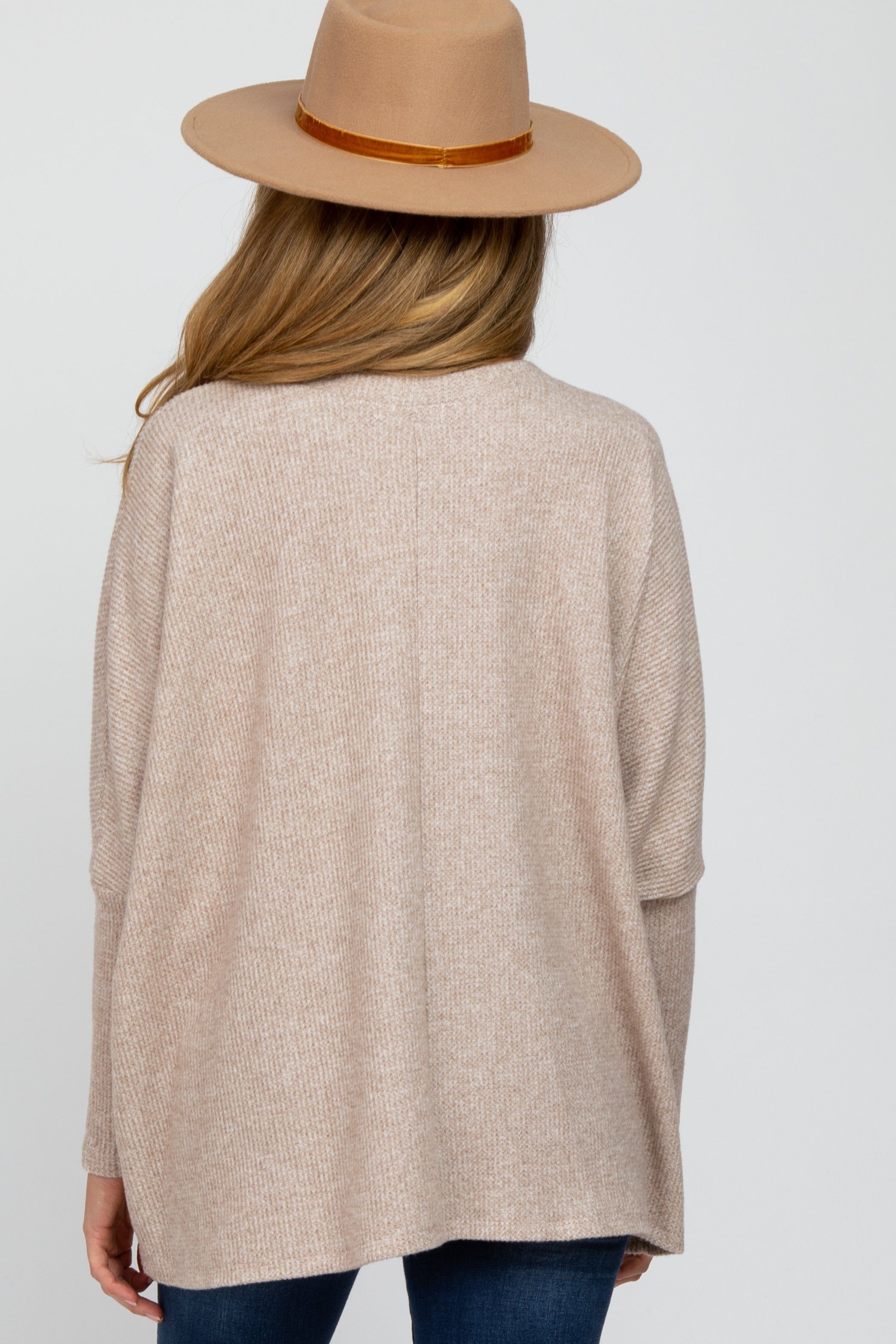 Beige Dolman Sleeve Soft Knit Maternity Top sold by Pinkblush product image thumbnail 3