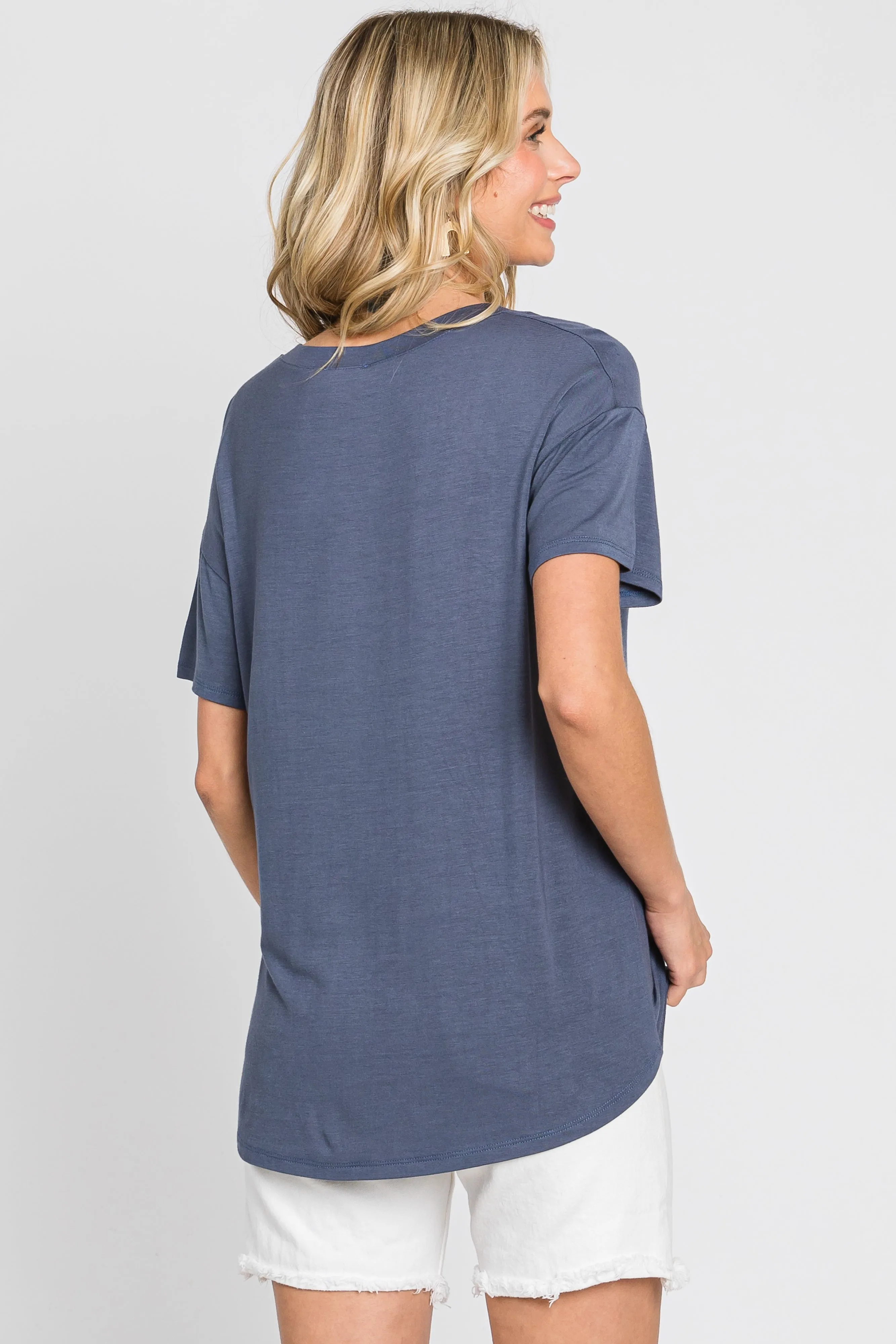 Blue V-Neck Basic Top sold by Pinkblush product image thumbnail 3