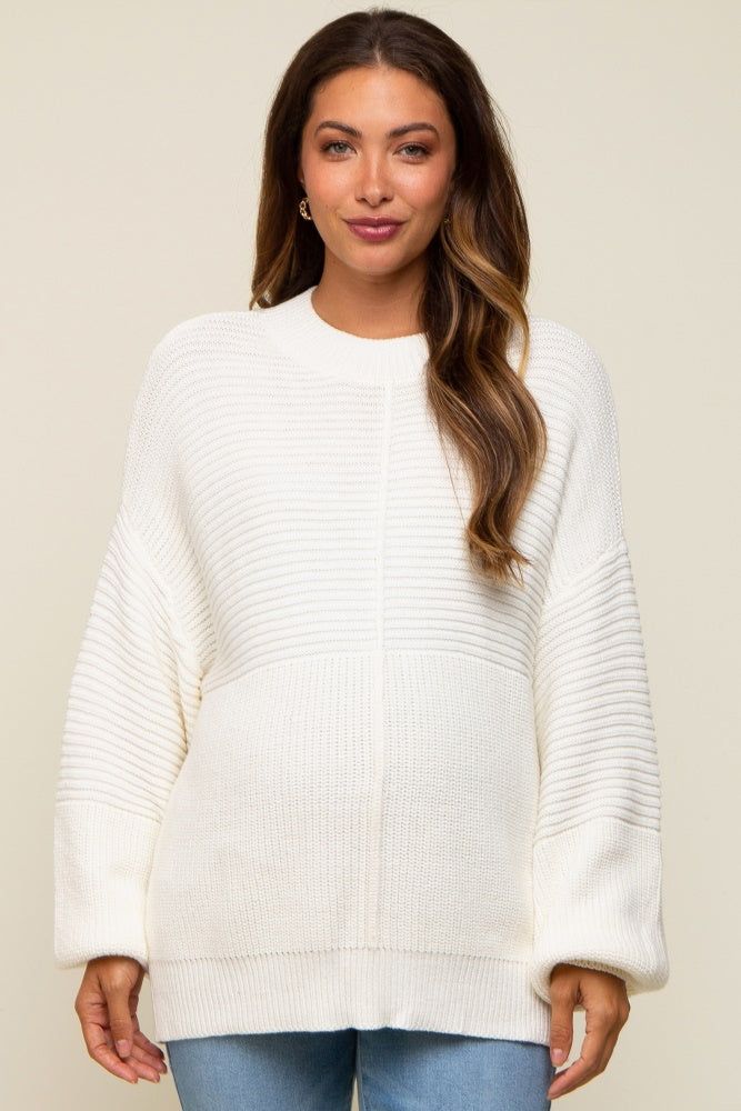 White Ribbed Maternity Sweater sold by Pinkblush