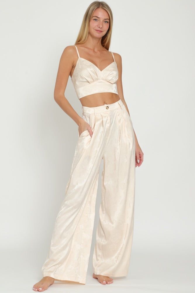 Ivory Bra Top And High Waisted Long Pant Set sold by Pinkblush product image thumbnail 2