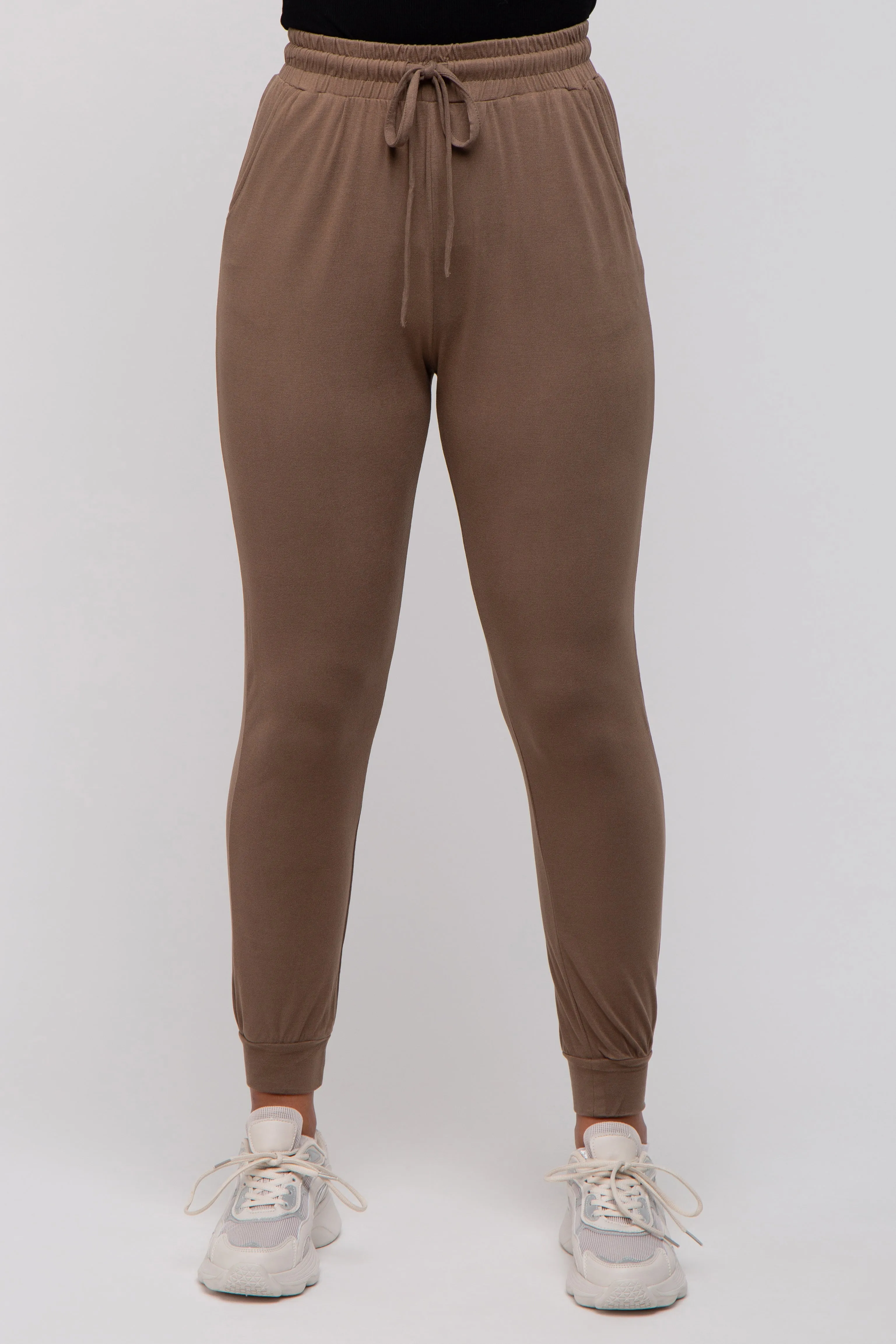 Mocha Ultra Soft Knit Drawstring Joggers sold by Pinkblush product image thumbnail 2