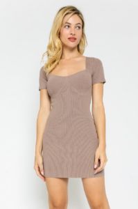 Taupe Ribbed Sweetheart Dress sold by Pinkblush