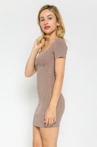 Taupe Ribbed Sweetheart Dress sold by Pinkblush