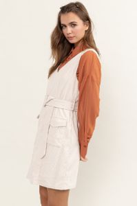 Off White Corduroy Belted Mini Dress sold by Pinkblush