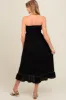 Black Smocked Strapless Maternity Midi Dress sold by Pinkblush