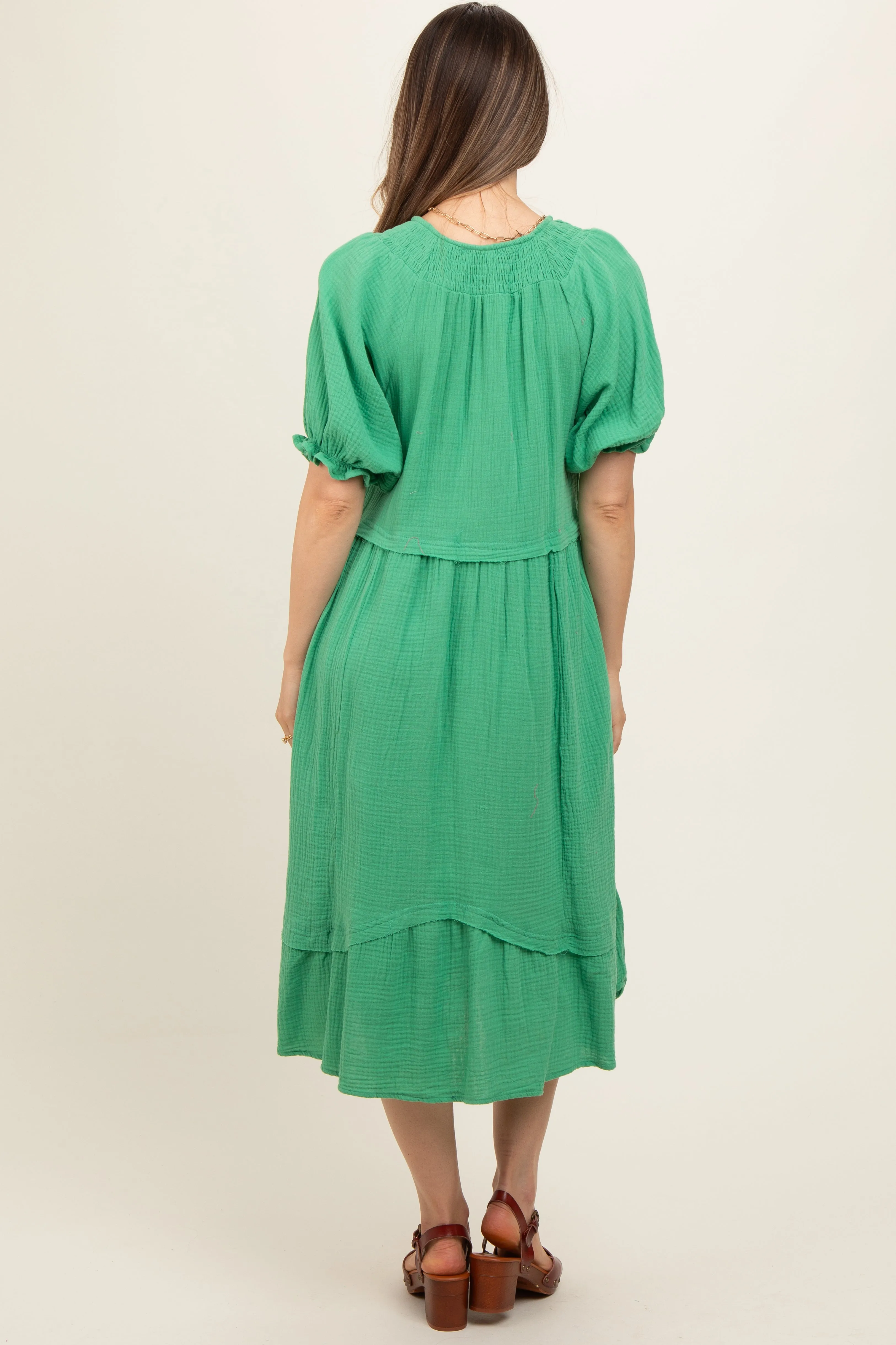 Green Tassel Tie Maternity Midi Dress sold by Pinkblush product image thumbnail 3