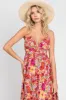 Red Floral Open Back Maxi Dress sold by Pinkblush