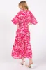 Fuchsia Floral Dolman Sleeve Tiered Maxi Dress sold by Pinkblush