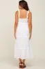 White Ruffle Accent Maternity Midi Dress sold by Pinkblush