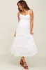 White Ruffle Accent Maternity Midi Dress sold by Pinkblush