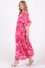 Fuchsia Floral Dolman Sleeve Tiered Maxi Dress sold by Pinkblush