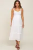 White Ruffle Accent Maternity Midi Dress sold by Pinkblush