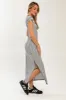White Black Striped Side Slit Fitted Maxi Dress sold by Pinkblush
