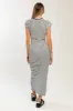 White Black Striped Side Slit Fitted Maxi Dress sold by Pinkblush