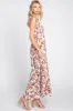 Cream Floral Smocked Shoulder Tie Tiered Maxi Dress sold by Pinkblush