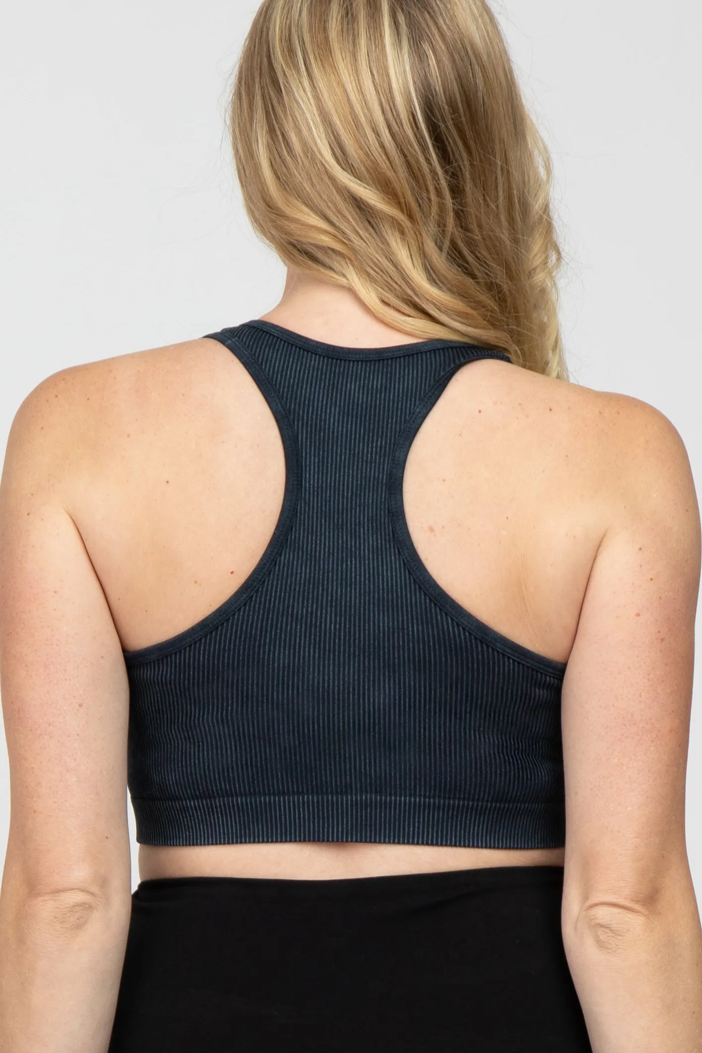 Black Ribbed Racerback Maternity Sports Bra sold by Pinkblush product image thumbnail 3