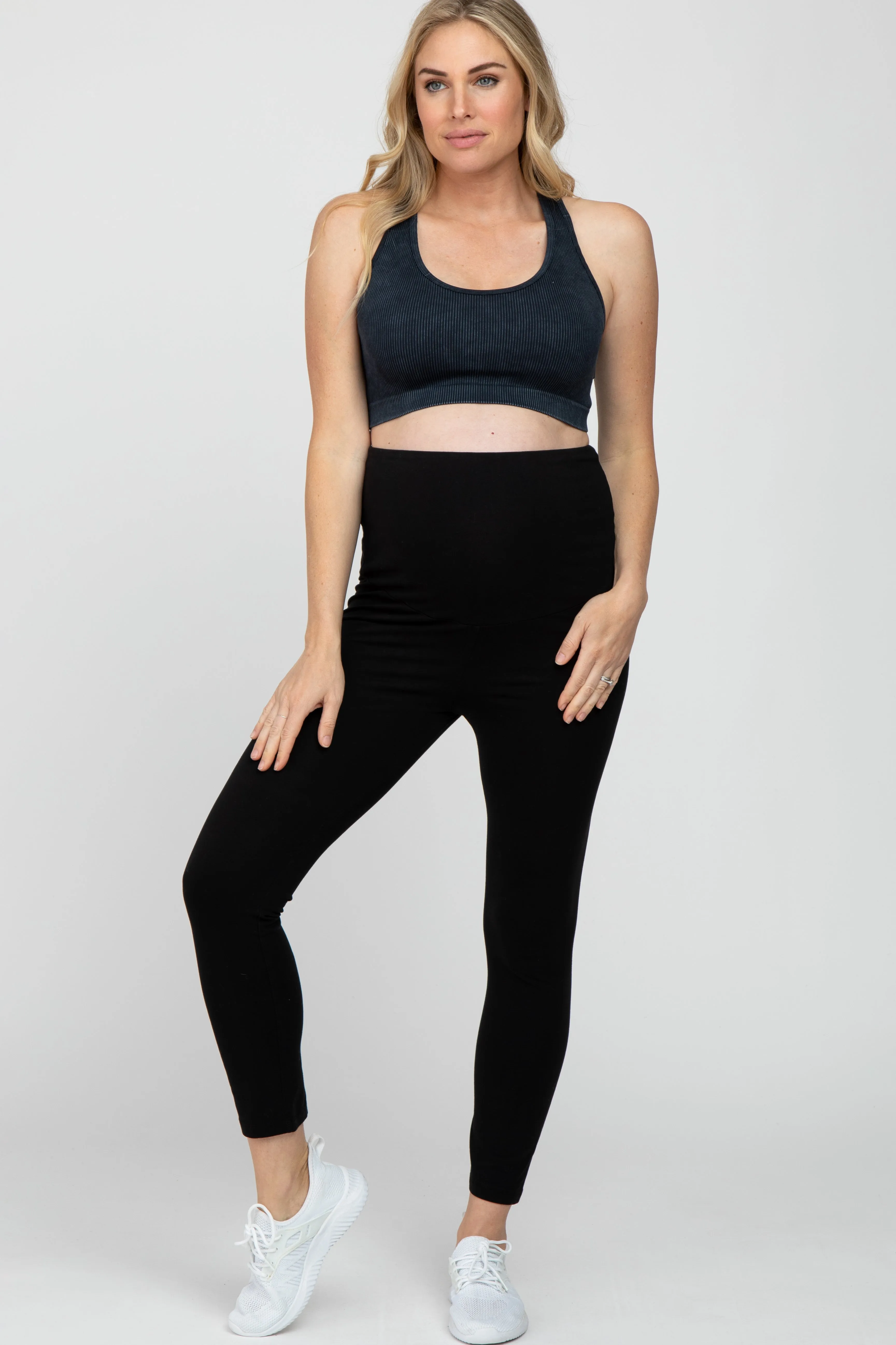 Black Ribbed Racerback Maternity Sports Bra sold by Pinkblush product image thumbnail 4