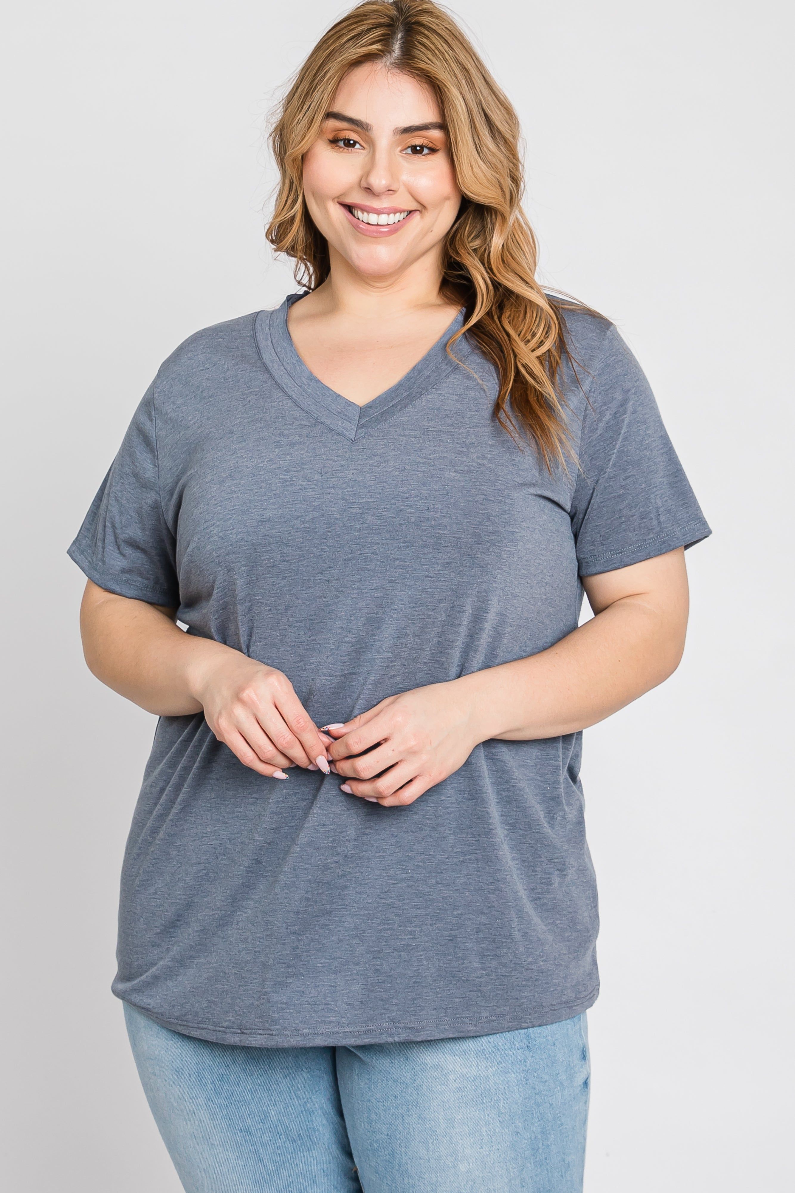 Charcoal Heathered V-Neck Plus Top sold by Pinkblush product image thumbnail 5
